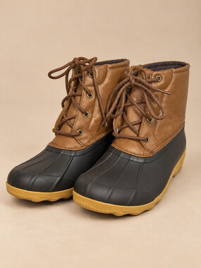 Sperry Port Duck Boots Boys Youth 5 M Brown Black Lace Up Winter New
